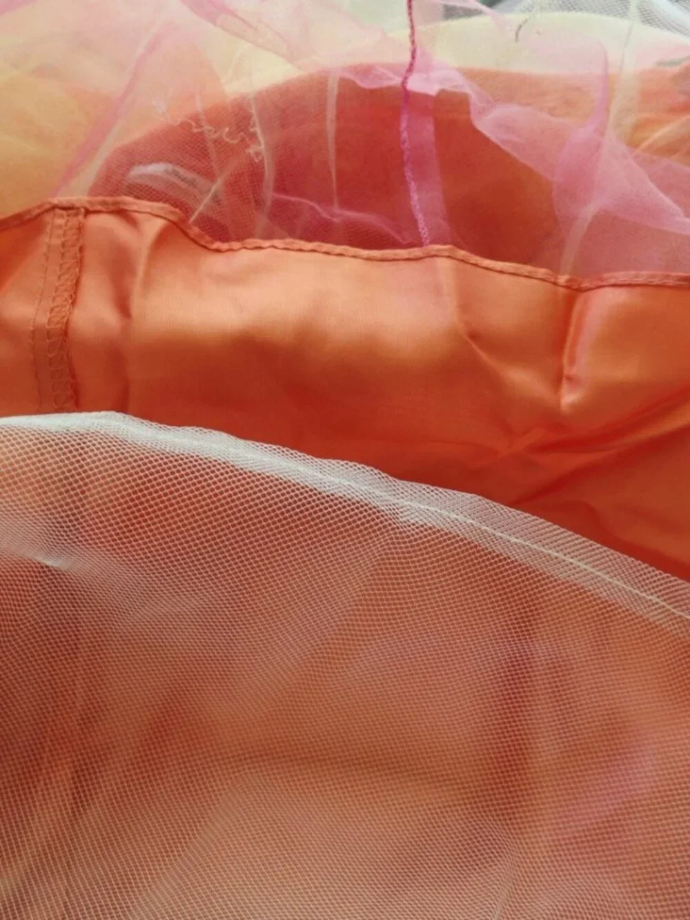 Vintage Linda Bernell Tulle Maxi Skirt Ombre Coral Orange Yellow Size 7